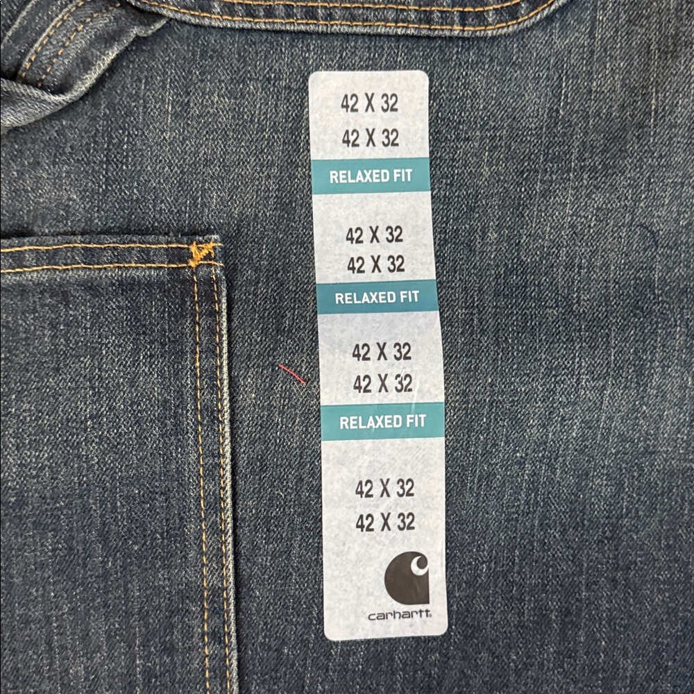 Carhartt Men's Relaxed Fit Dark Blue Jeans 42X32 NWT - Picture 3 of 7